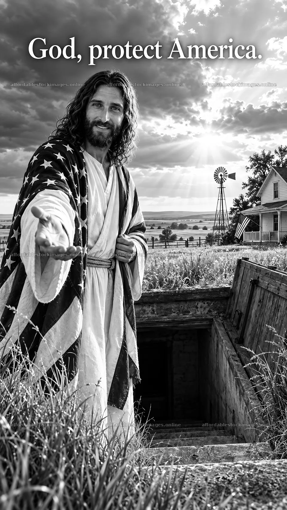 Jesus Christ offering help in a contemporary American setting – stock images 5811x10326