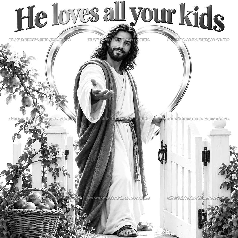 Jesus Christ welcomes viewers with love and compassion – stock images 7746x7746