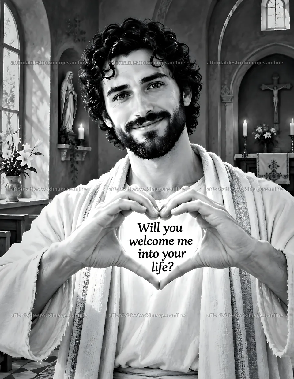 Will you welcome me into your life at the Blue Chapel – stock images 6986x9018