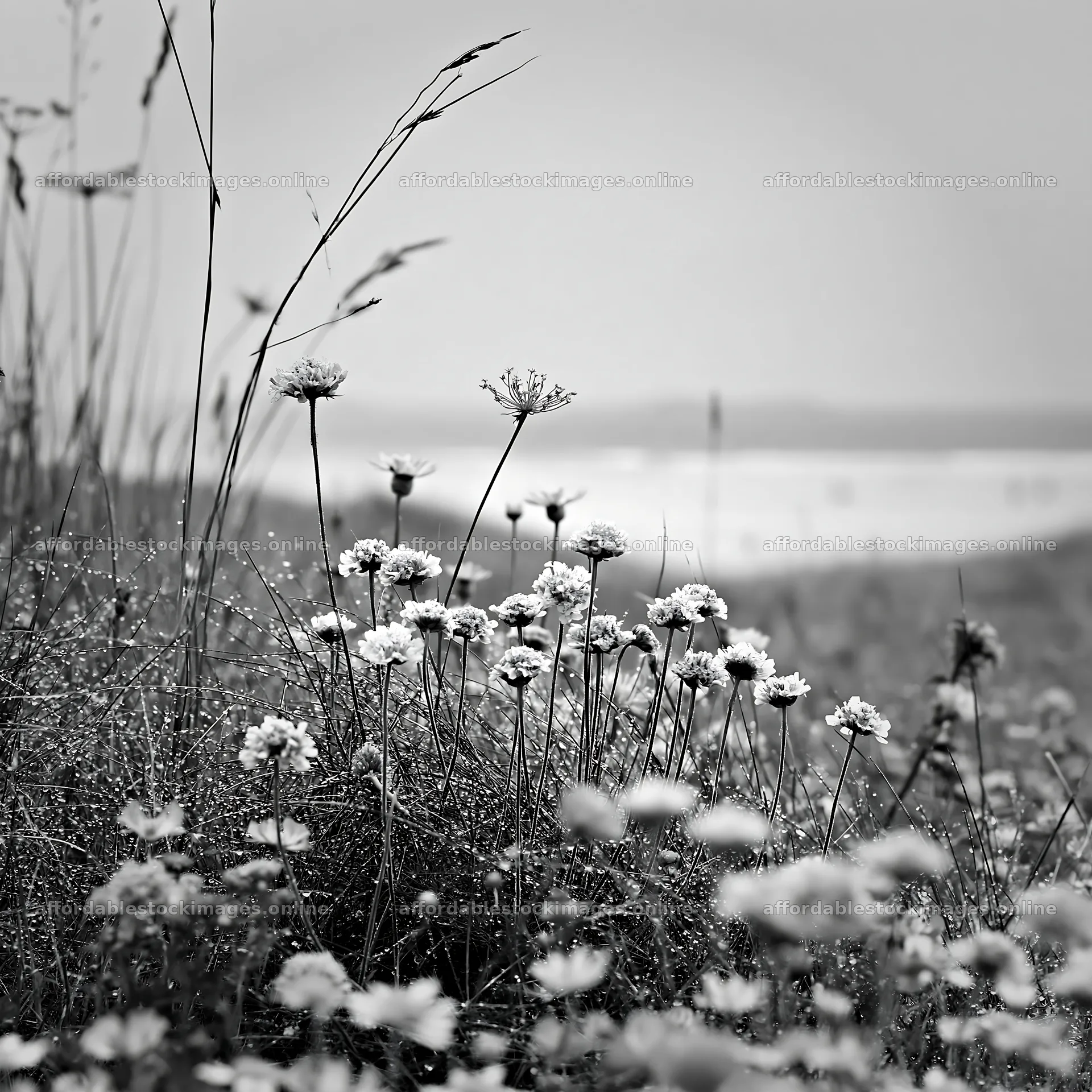 Flowers growing in machair beach meadow with ocean view – stock images 7938x7938
