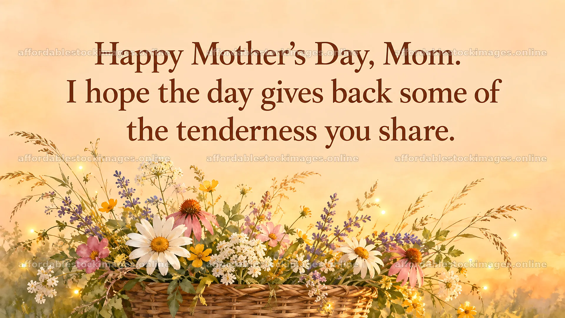 Mother's Day Greeting with Wildflower Basket – stock images 10324x5812