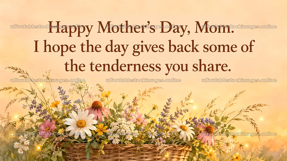 Mother's Day Greeting with Wildflower Basket – stock images 10324x5812