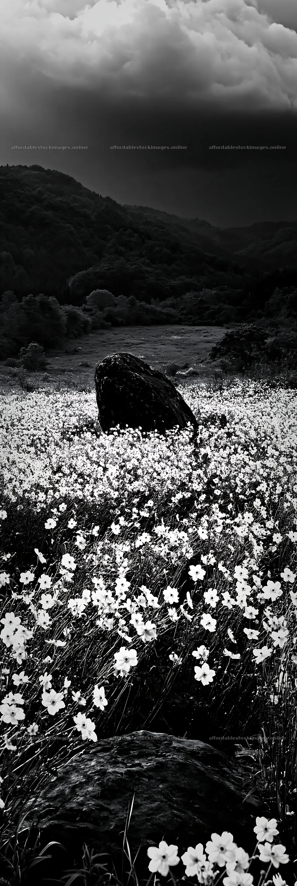 Miyagi spring recovery meadow mossy stone – stock images 4602x13690