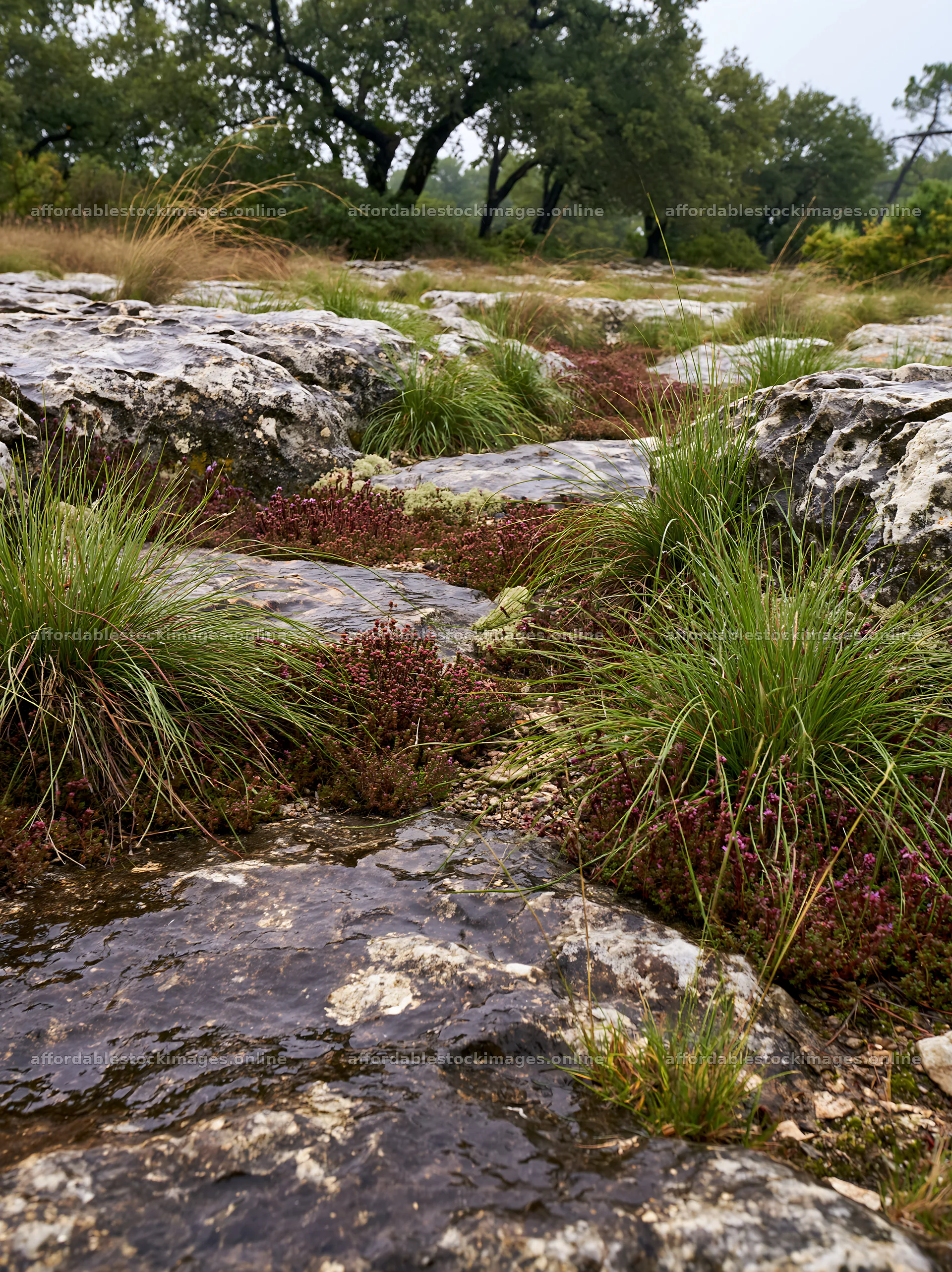 Climate-resilient meadow with grass and rocks – stock images 6866x9174