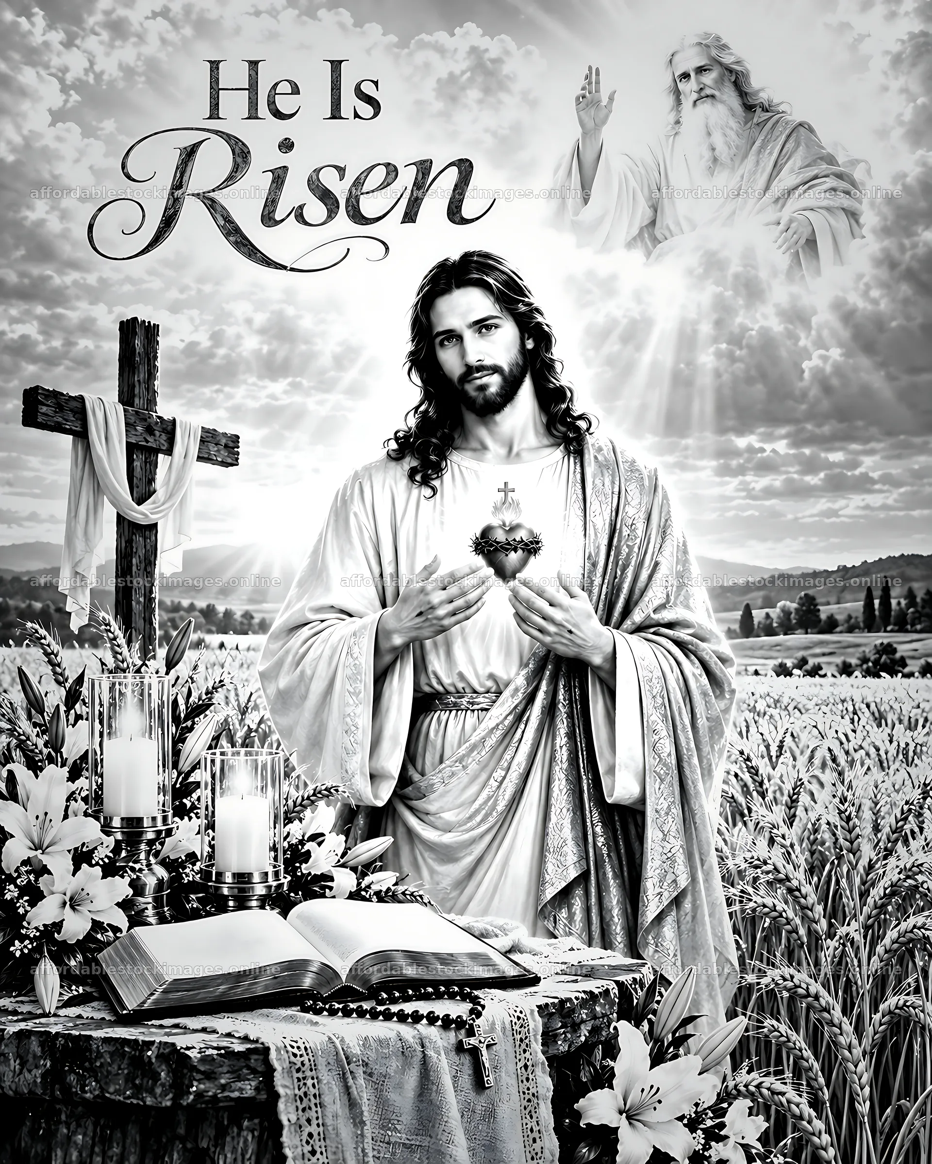 Risen among wheat fields with religious symbolism – stock images 7100x8872