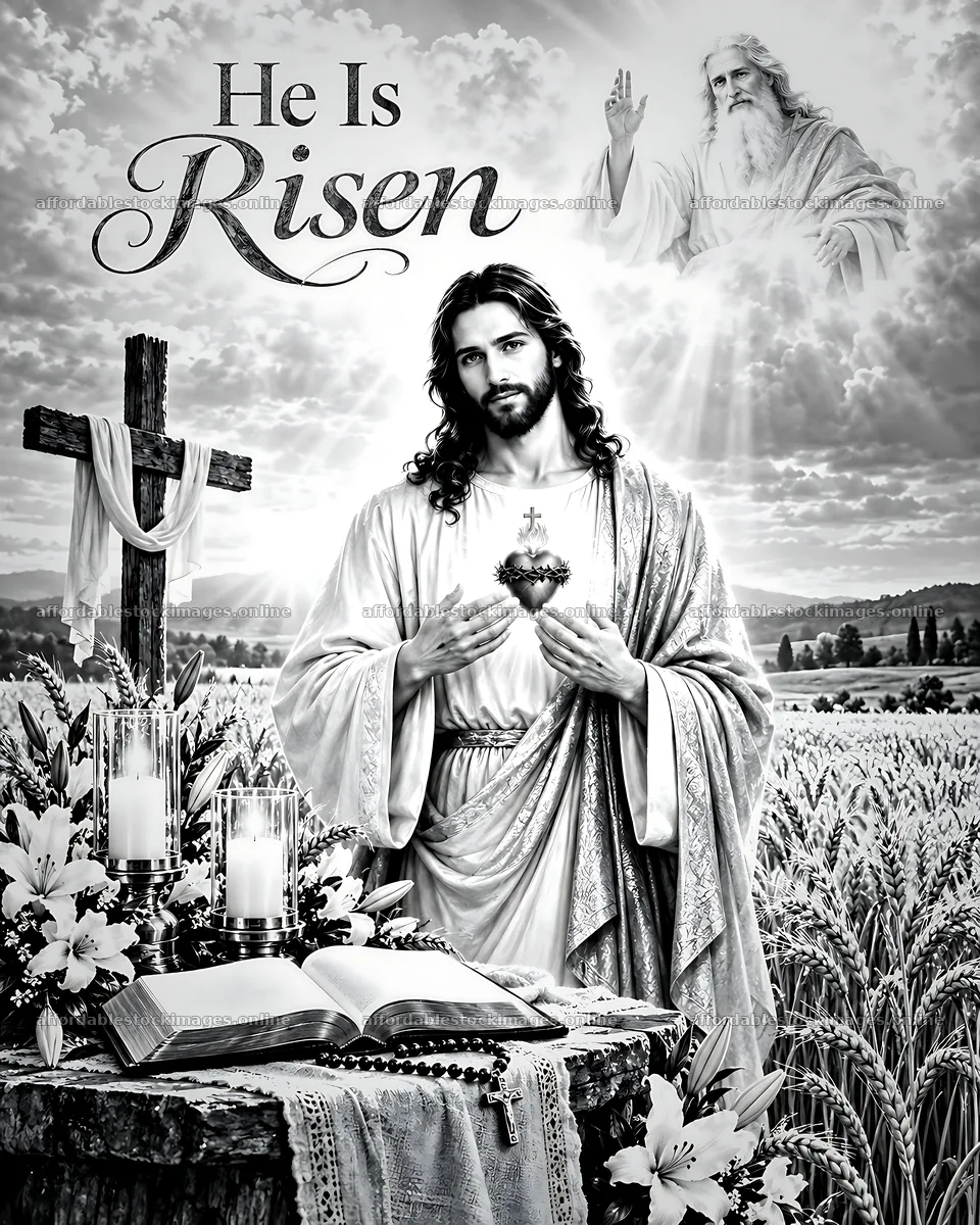 Risen among wheat fields with religious symbolism – stock images 7100x8872