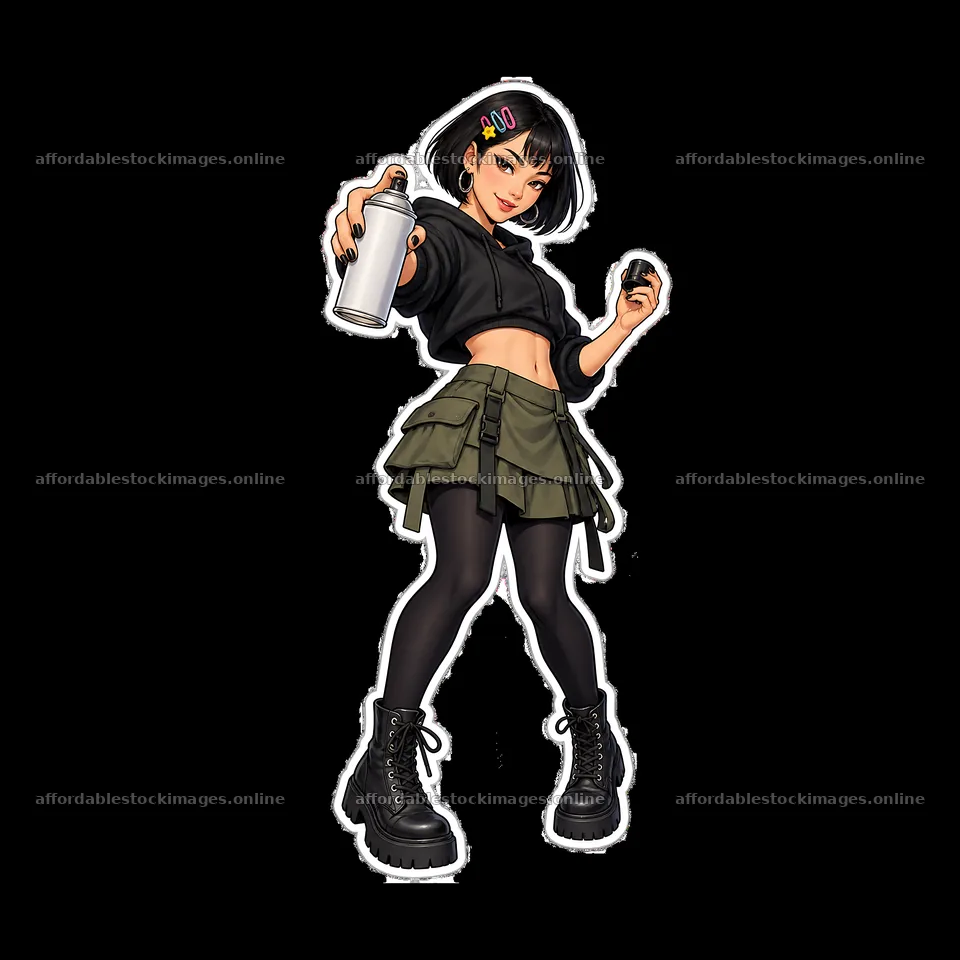 Graffiti artist holding spray can in urban street style – stock images 7746x7746