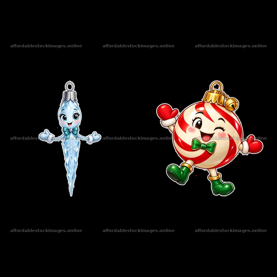 Christmas ornament sticker with ice sprite and candy ball – stock images 7746x7746