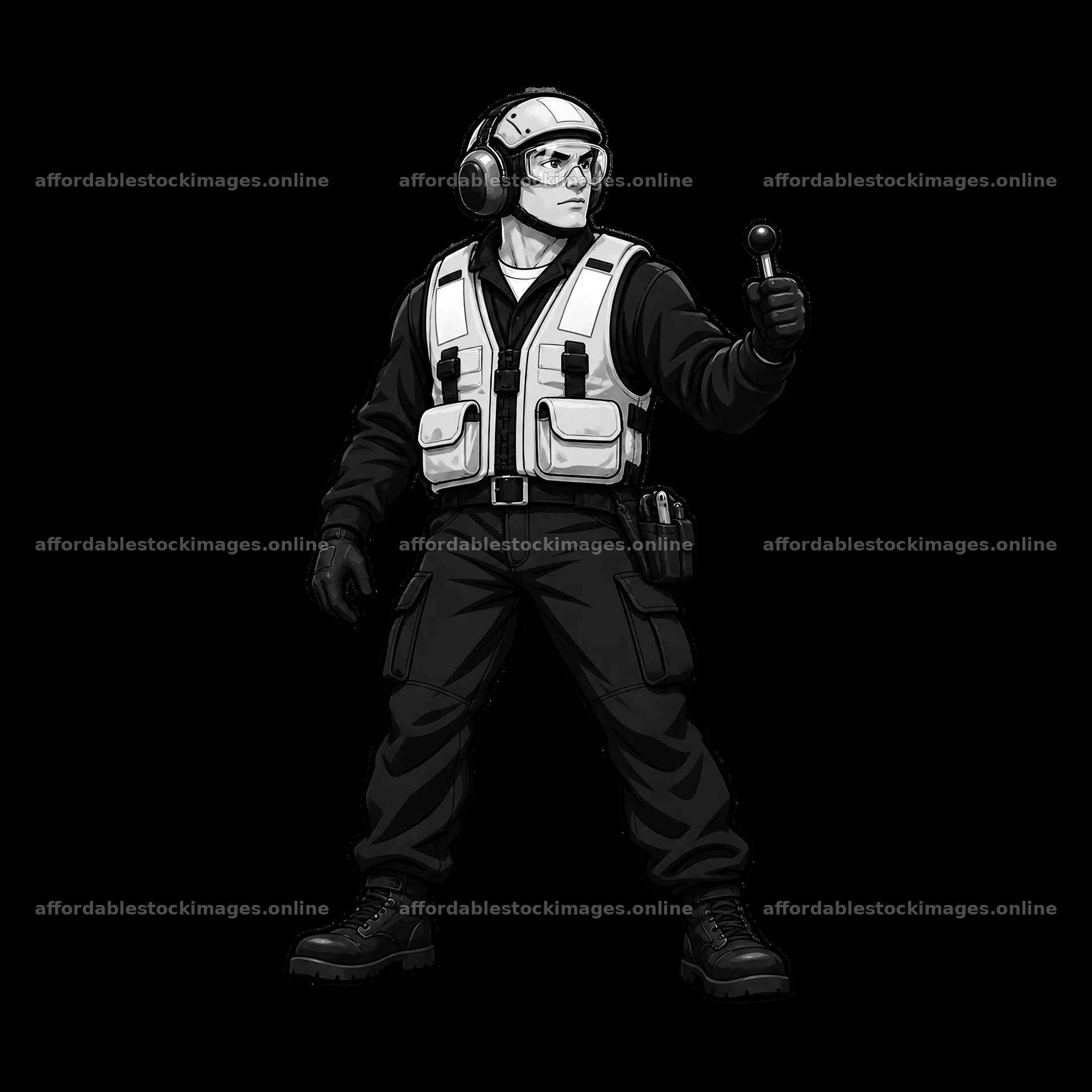 Cartoon illustration of a naval aircraft carrier crew member – stock images 7746x7746