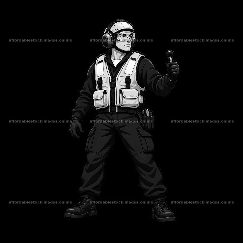 Cartoon illustration of a naval aircraft carrier crew member – stock images 7746x7746