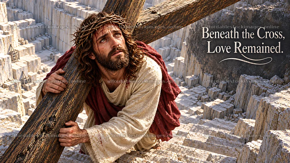 Beneath the cross love remained – stock images 10580x5954