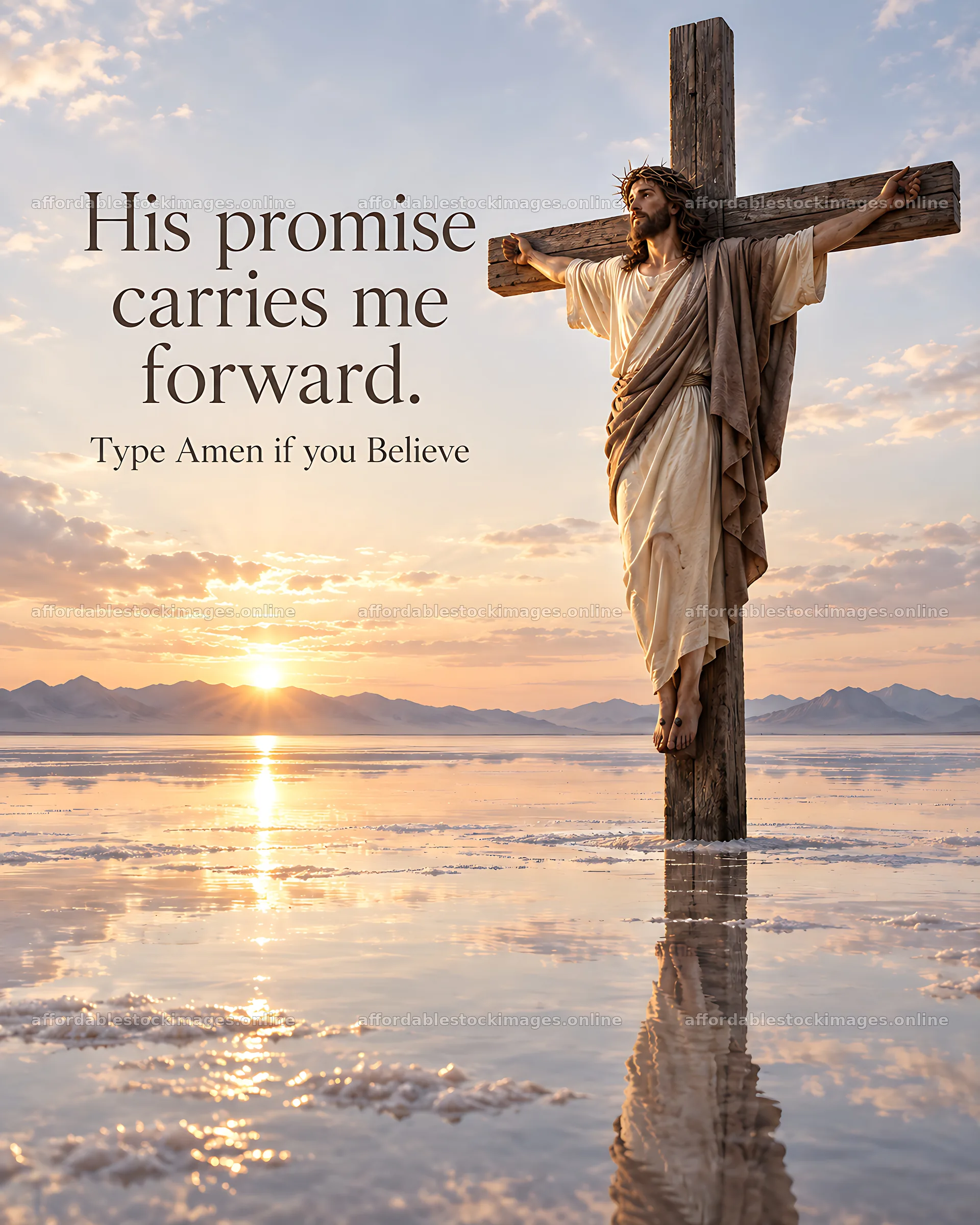 Hope across the salt flats with a figure on a cross – stock images 7100x8872