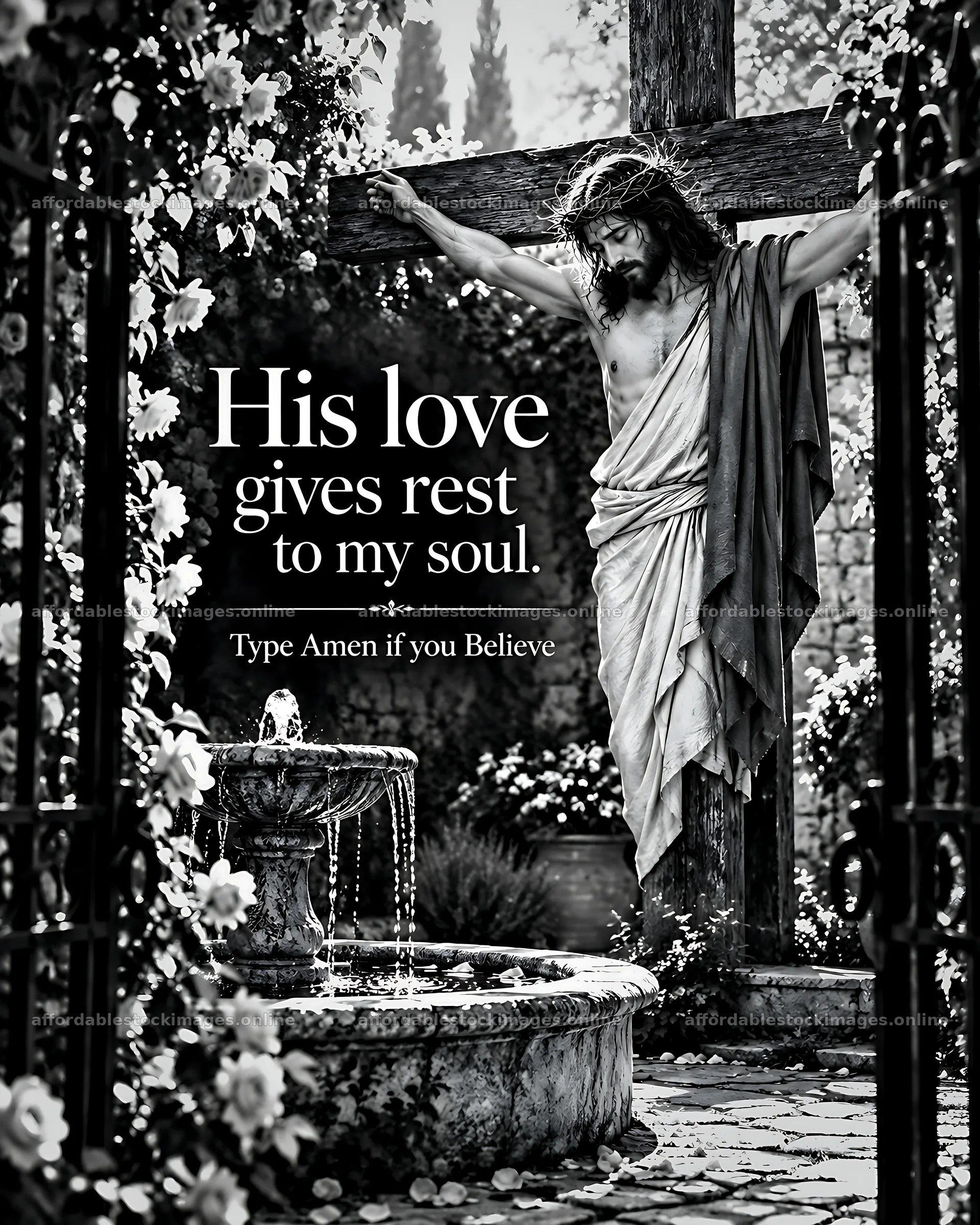 His love gives rest to my soul in the walled garden – stock images 7100x8872