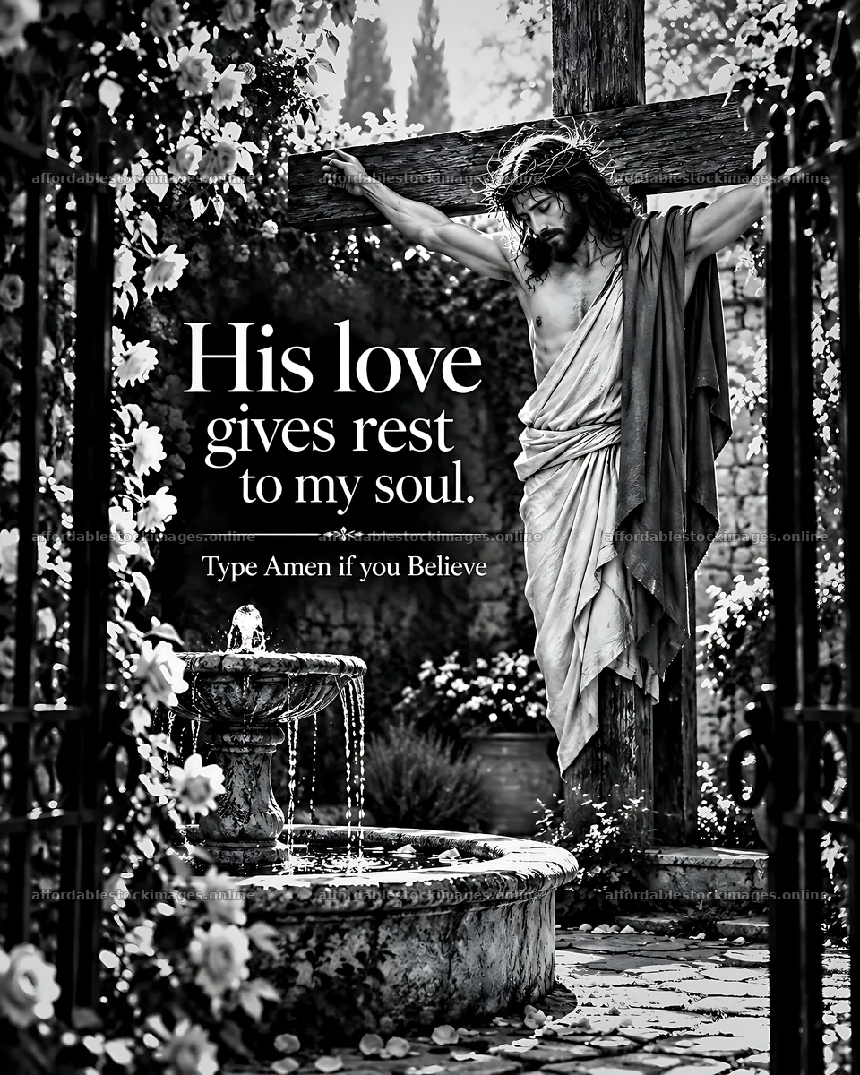 His love gives rest to my soul in the walled garden – stock images 7100x8872