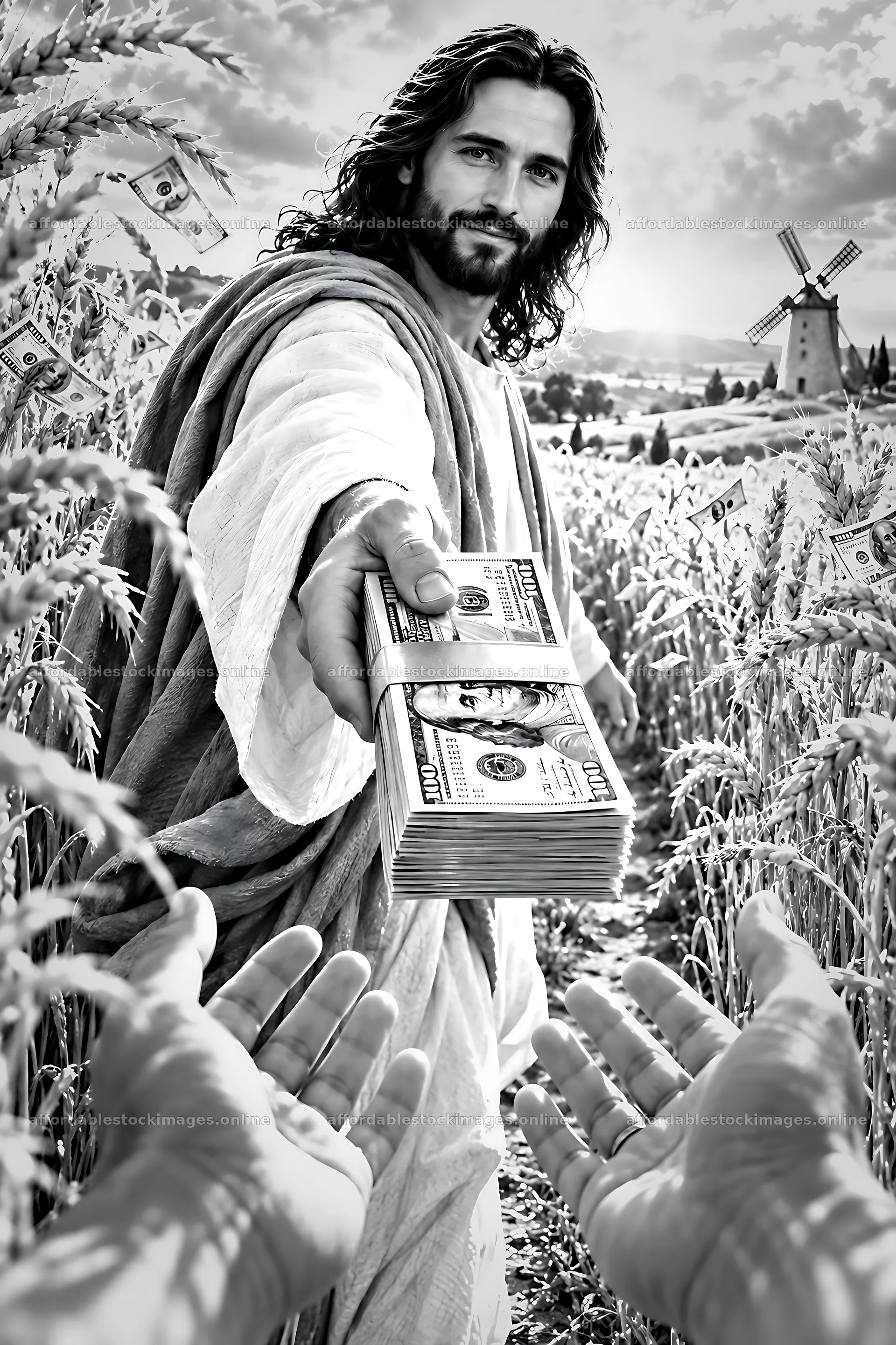 Gift of money in a wheat field – stock images 6480x9722