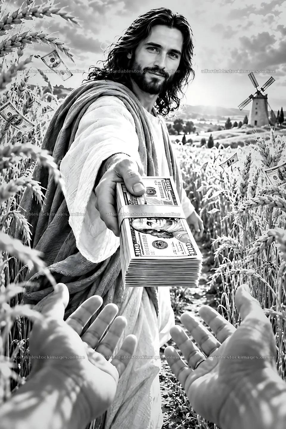 Gift of money in a wheat field – stock images 6480x9722