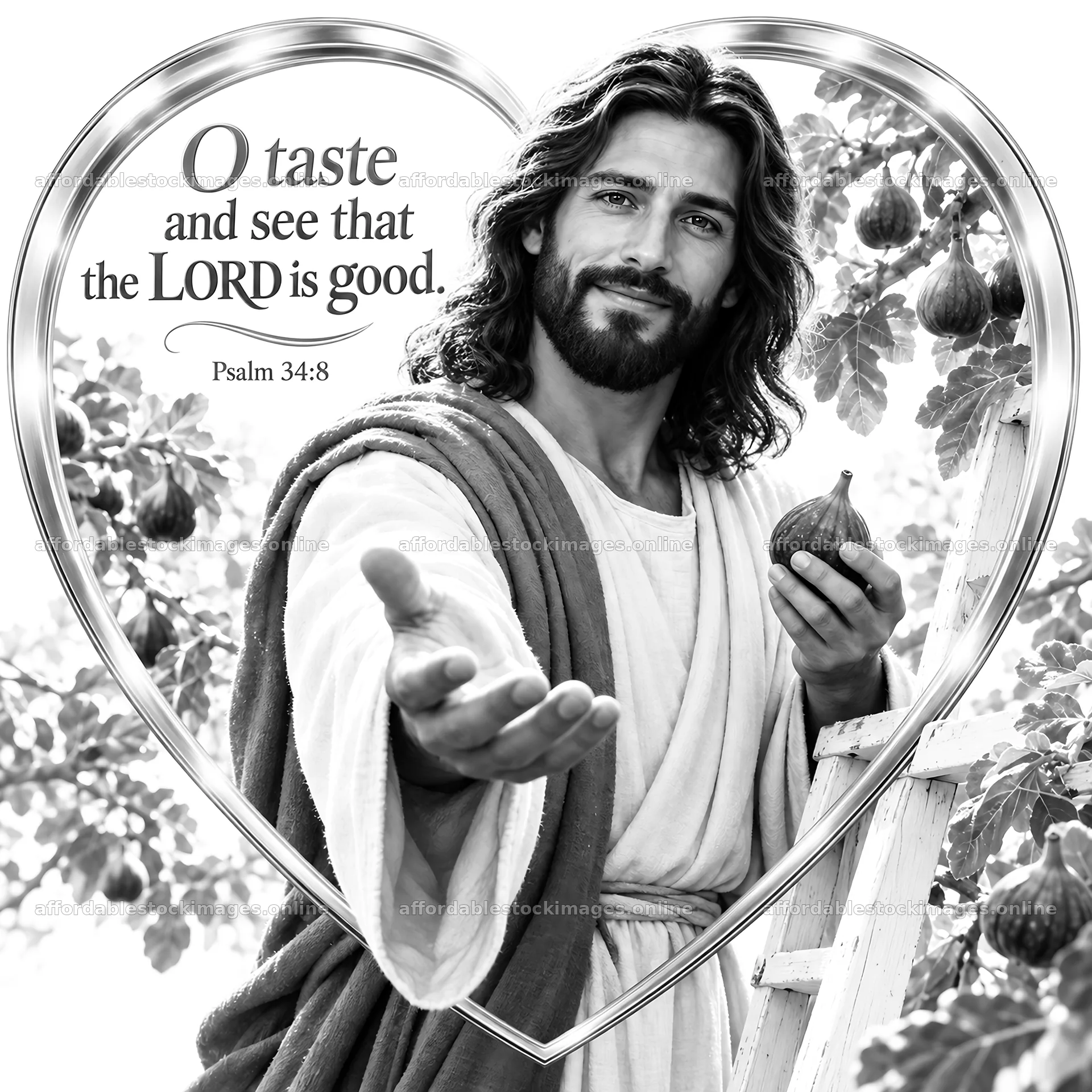 Jesus Christ inviting viewers to experience God's goodness – stock images 7746x7746