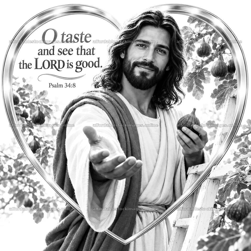 Jesus Christ inviting viewers to experience God's goodness – stock images 7746x7746