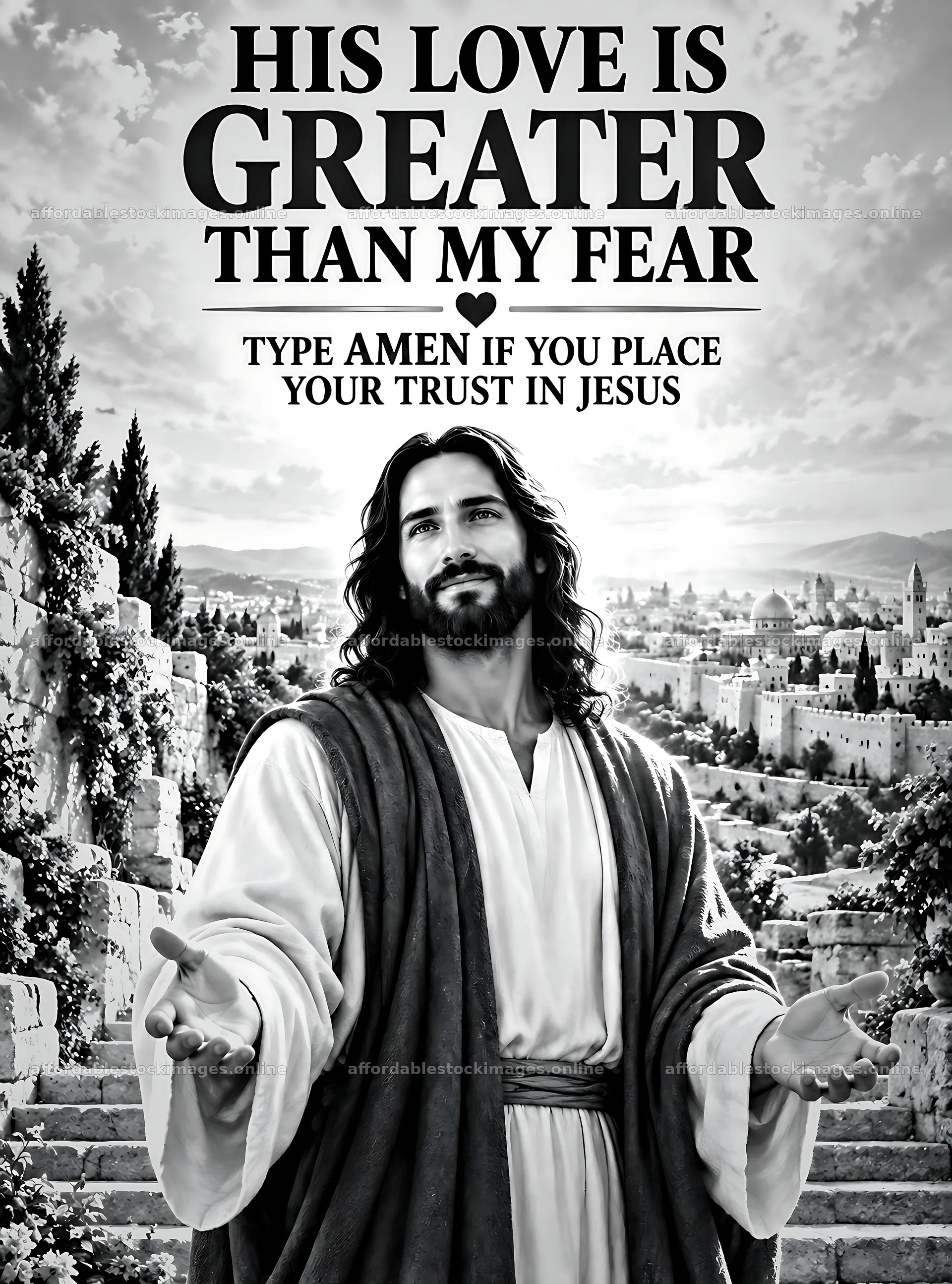 His love is greater than my fear – stock images 6836x9216