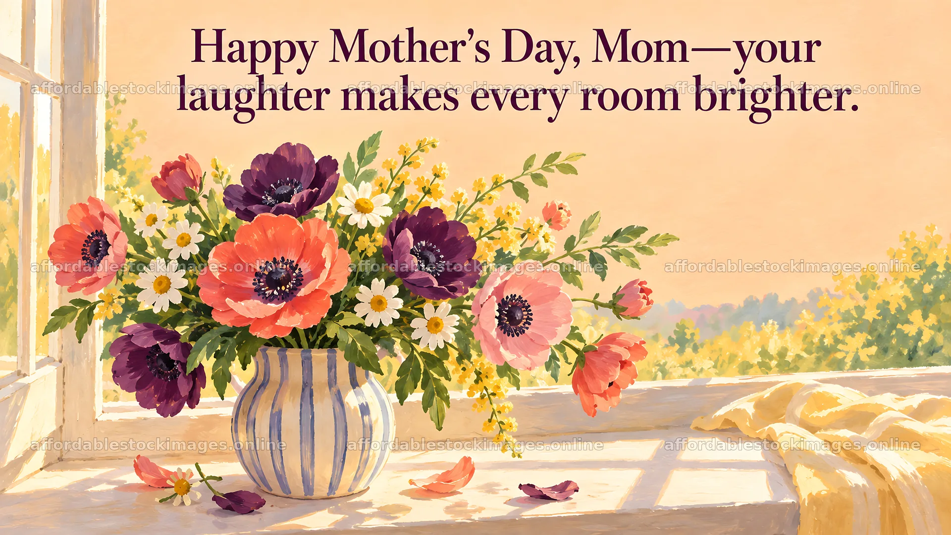 Happy Mother’s Day Floral Greeting for Mom – stock images 10324x5812