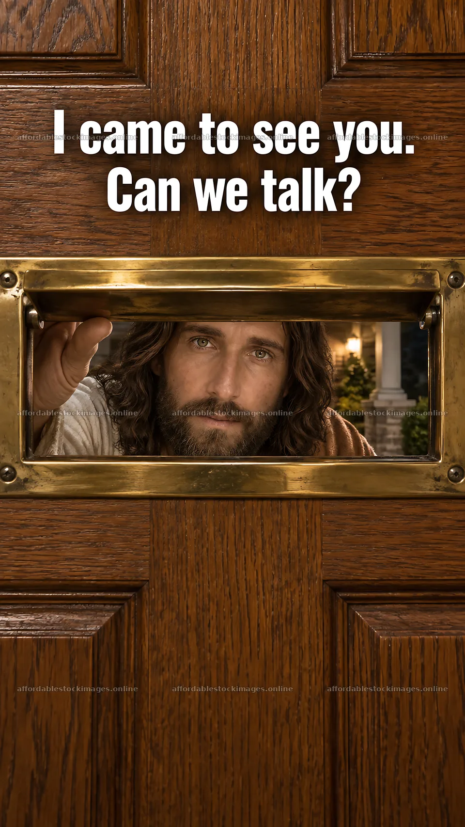 Jesus Christ at the door inviting conversation – stock images 5811x10326