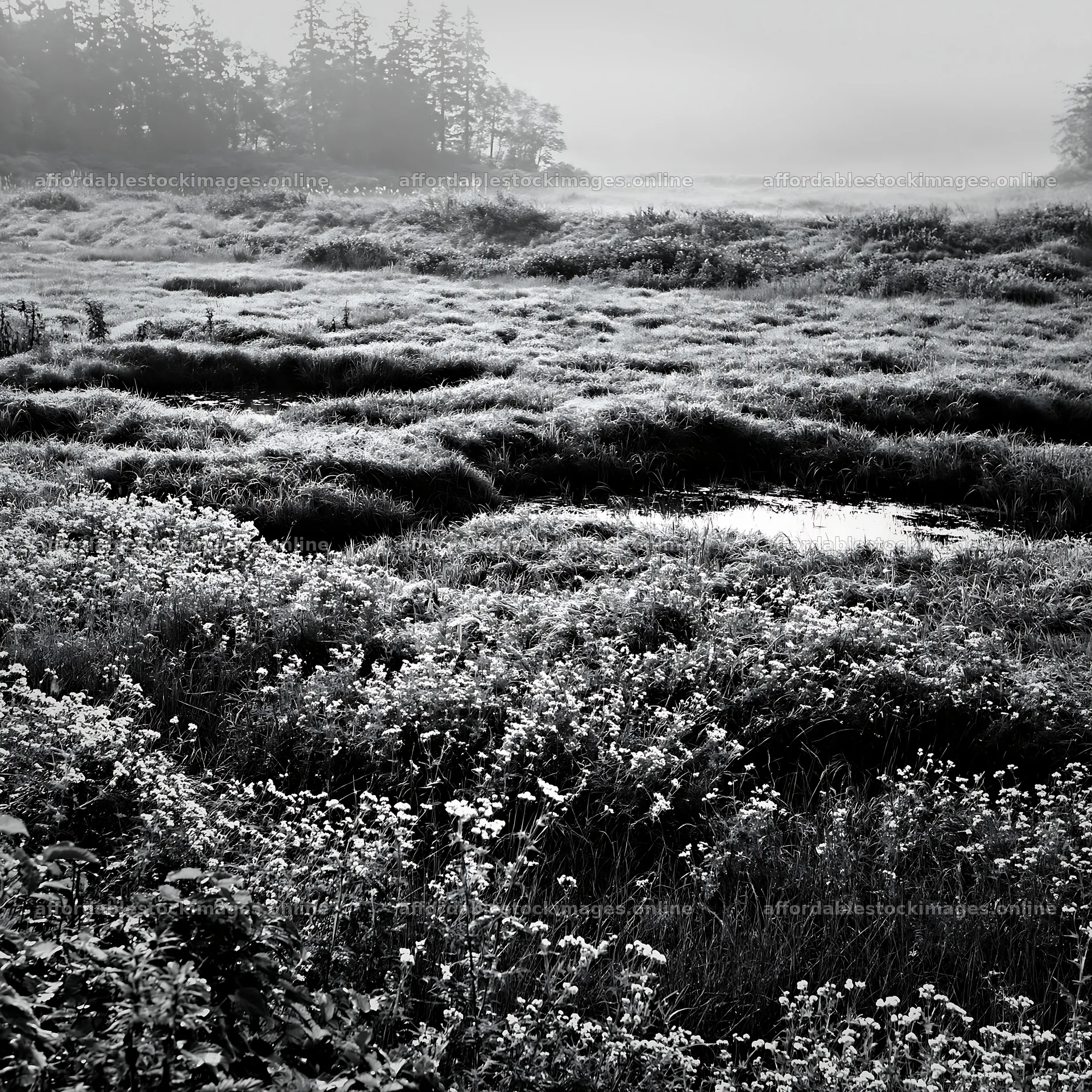 Niigata floodplain restoration meadow dew foreground – stock images 7938x7938