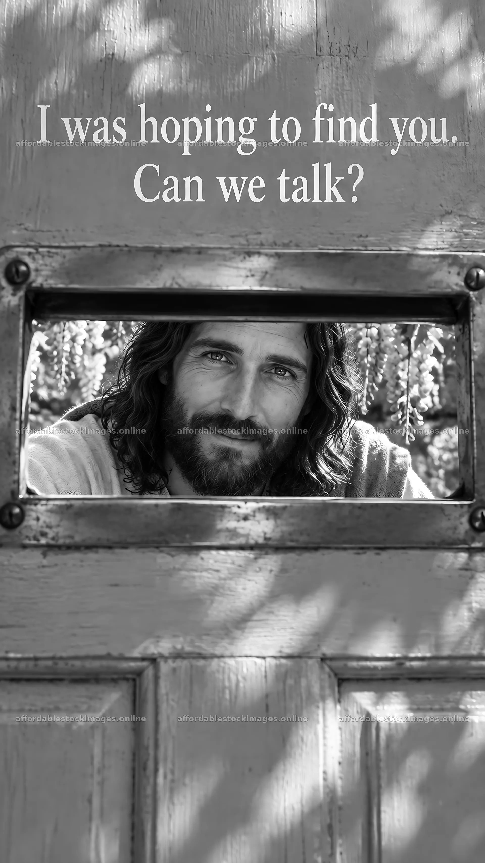 Jesus Christ at the door inviting conversation – stock images 5811x10326