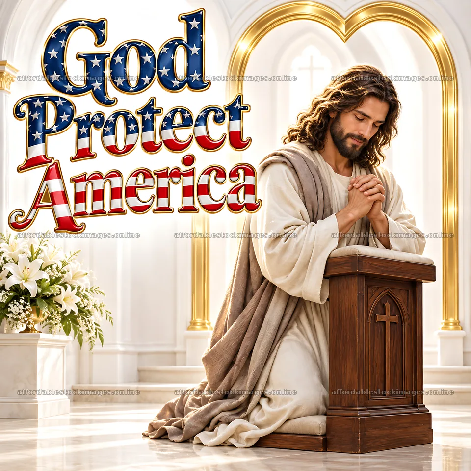 Jesus Christ praying for America – stock images 7746x7746