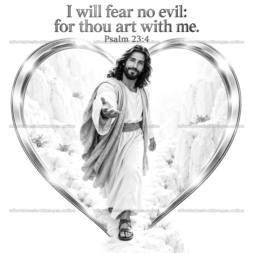Jesus Christ offering comfort in a heart-shaped scene – stock images 7746x7746