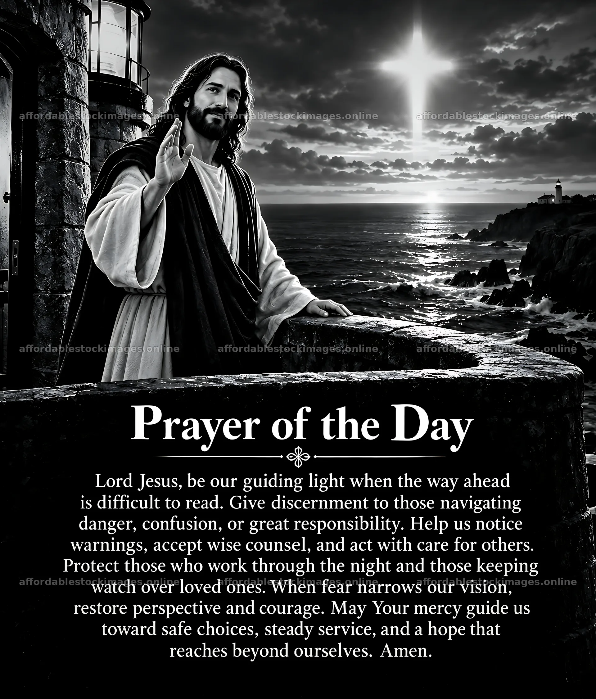 Faith at the lighthouse – stock images 7330x8596