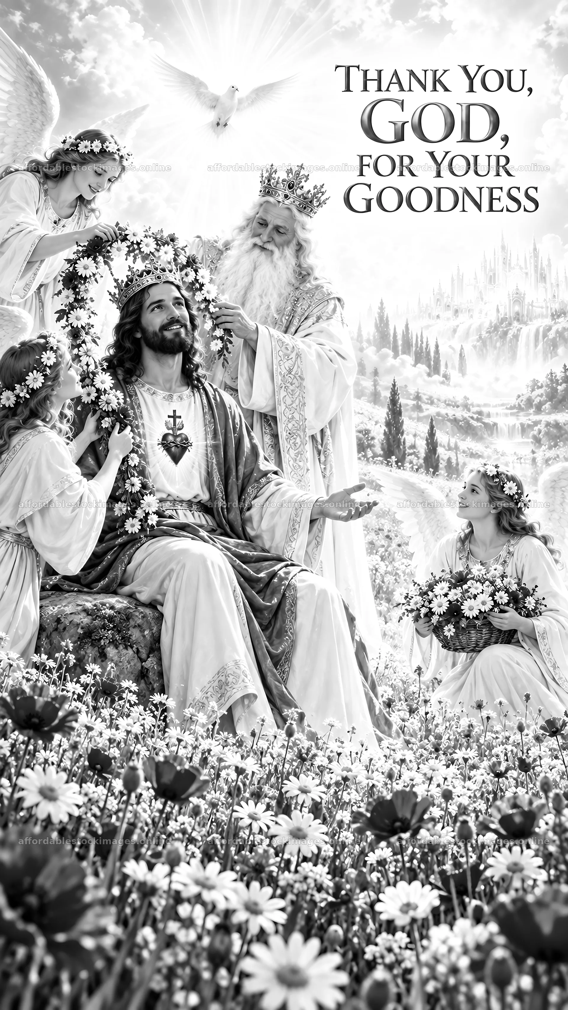 Jesus Christ sharing love and gratitude in a divine gathering – stock images 5811x10326