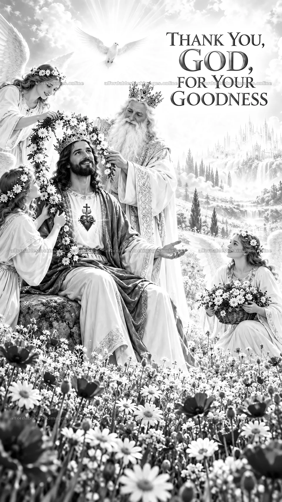 Jesus Christ sharing love and gratitude in a divine gathering – stock images 5811x10326