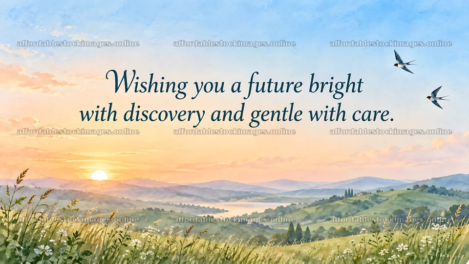 Wedding Greeting Over a Sunrise Landscape – stock images 10324x5812