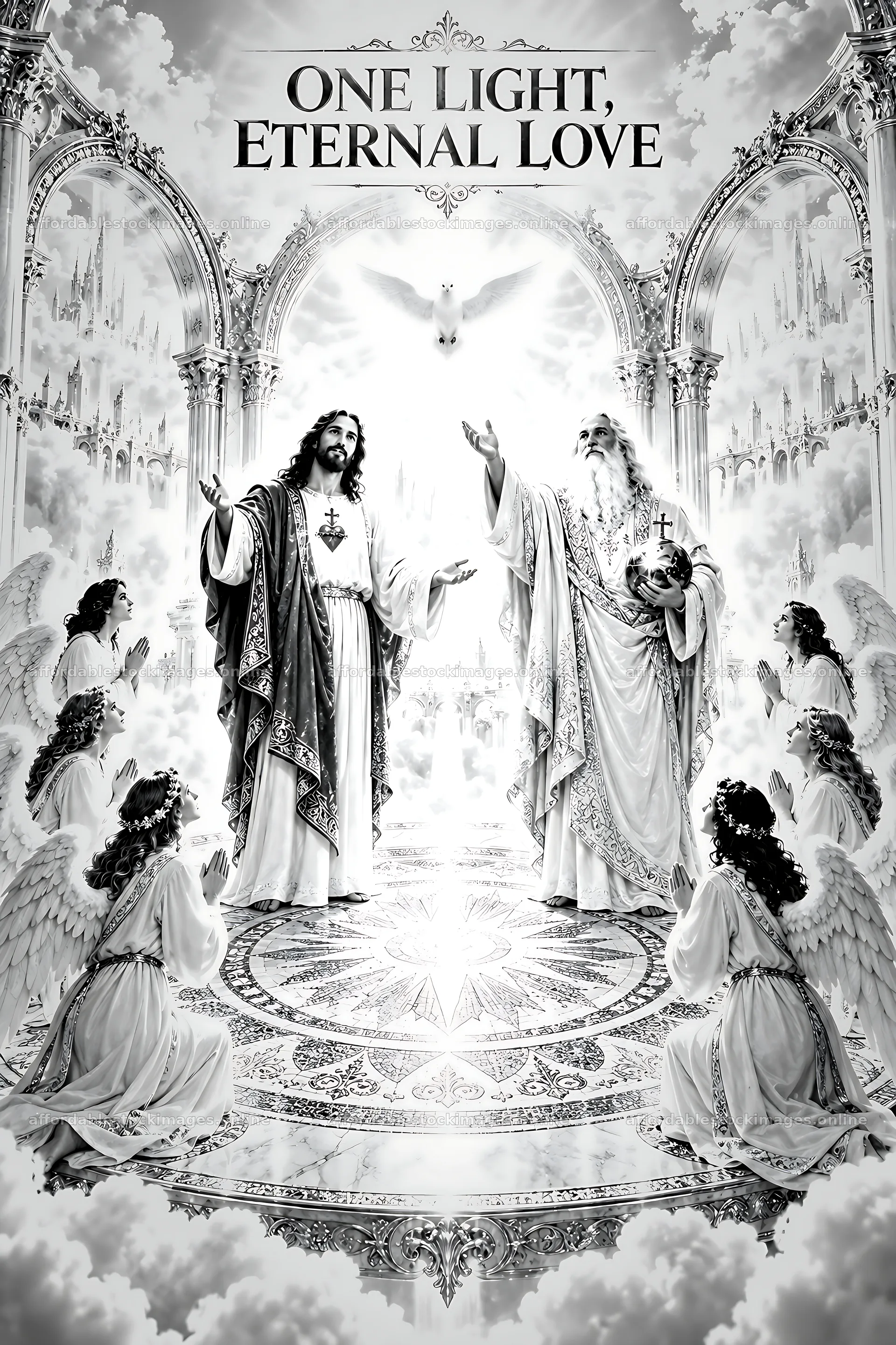 One Light Eternal Love in a heavenly setting – stock images 6480x9722