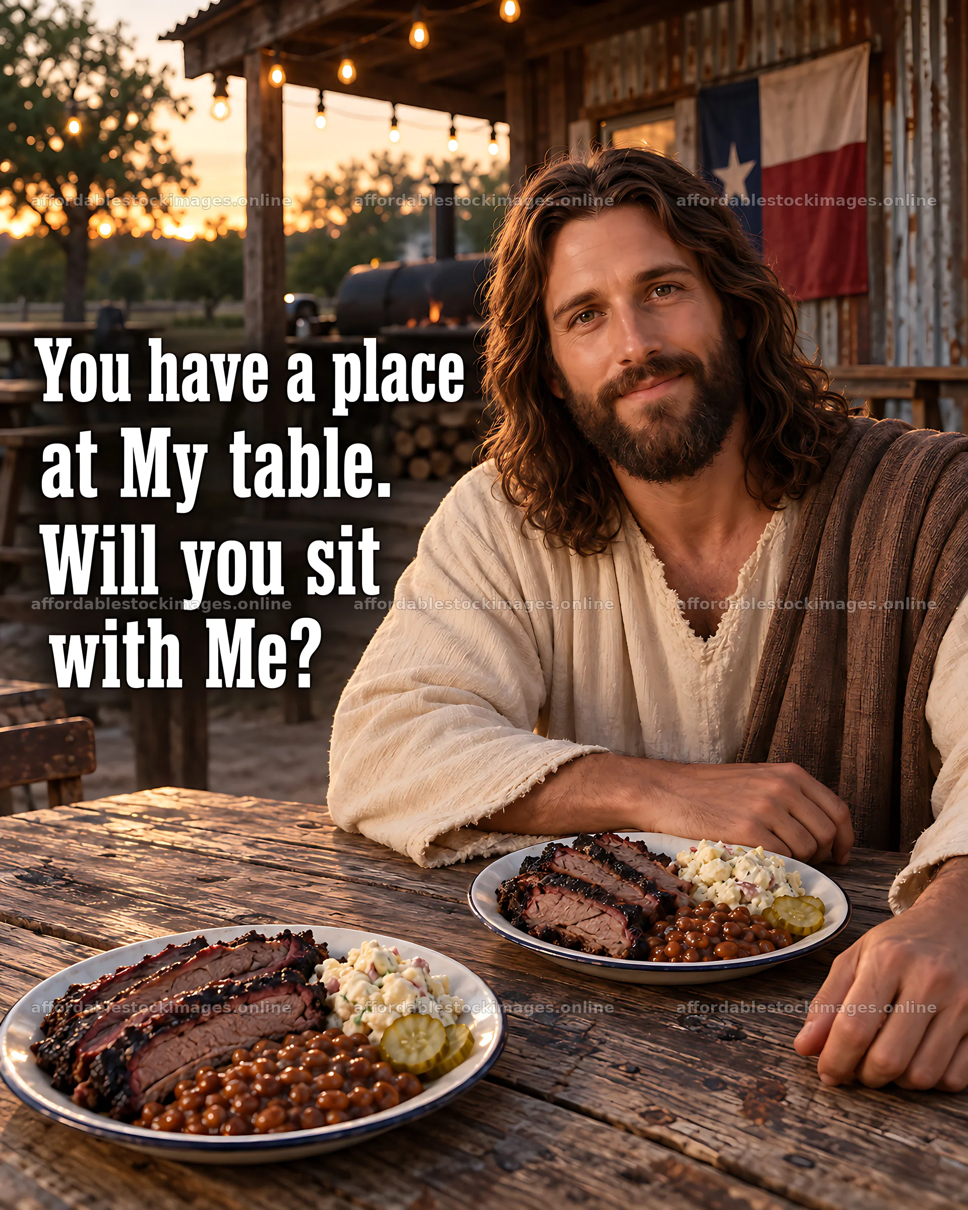 You have a place at my table with barbecue and good company – stock images 7100x8872