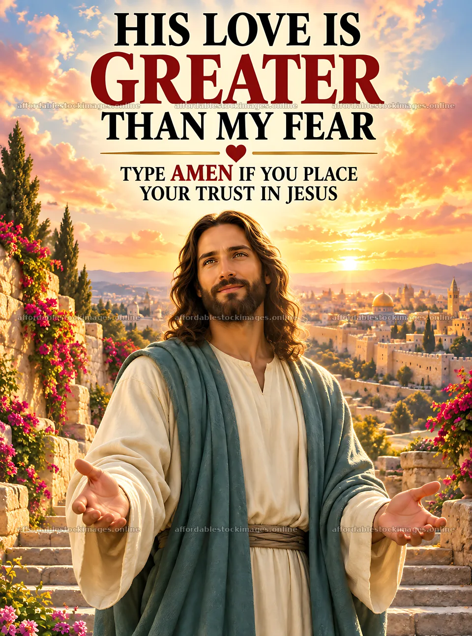 His love is greater than my fear – stock images 6836x9216