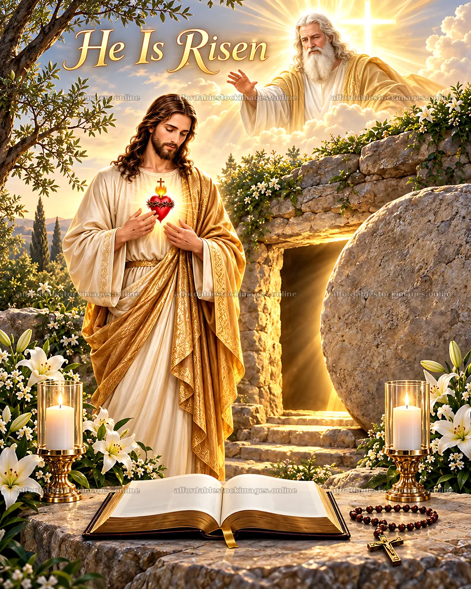 Glory at the empty tomb with jesus christ – stock images 7100x8872
