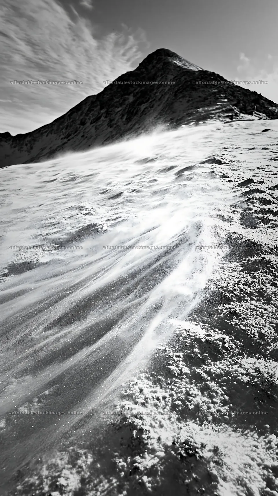 Lofoten coastal meadow winter snow with wind patterns on surface – stock images 5938x10608