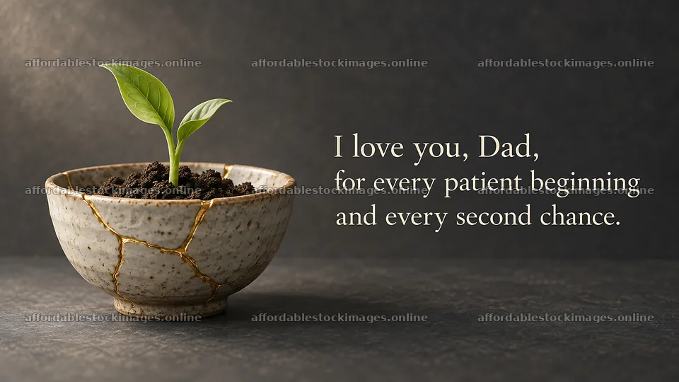 I Love You, Dad Seedling Greeting – stock images 10324x5812
