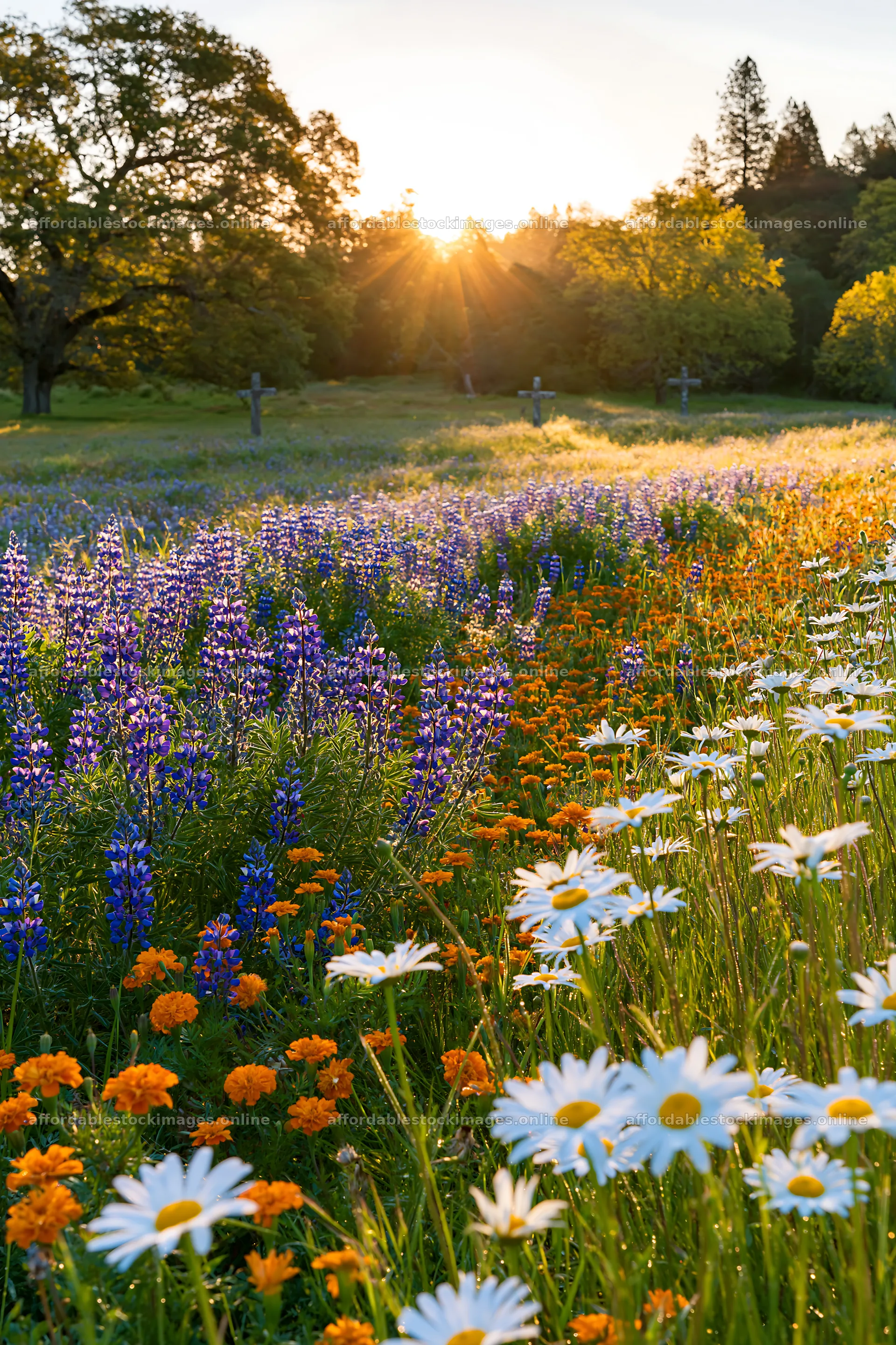 Three Christian crosses in Christmas meadow at sunrise – stock images 6480x9722