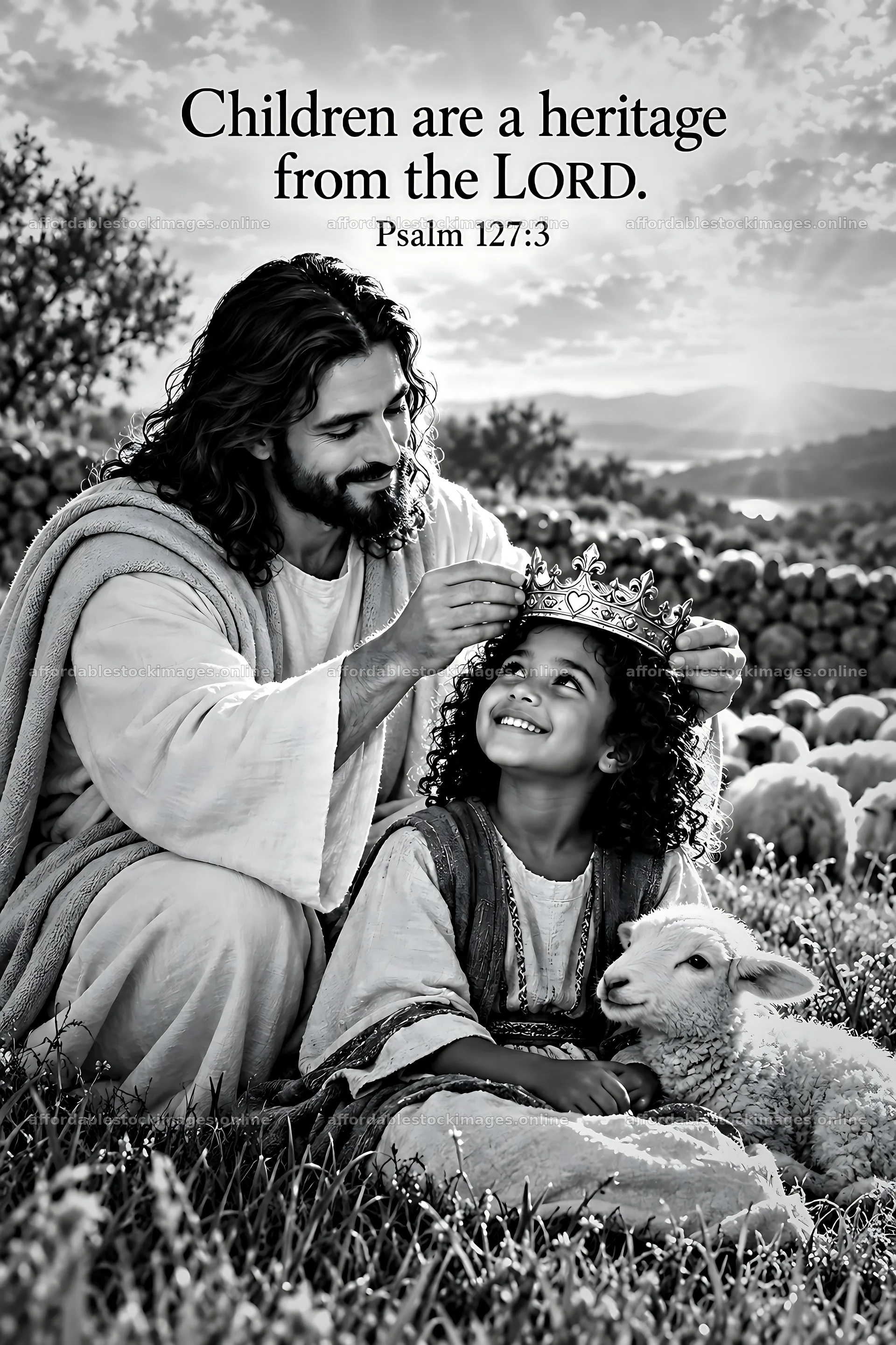 Shepherd and child with sheep in a pastoral setting – stock images 6480x9722