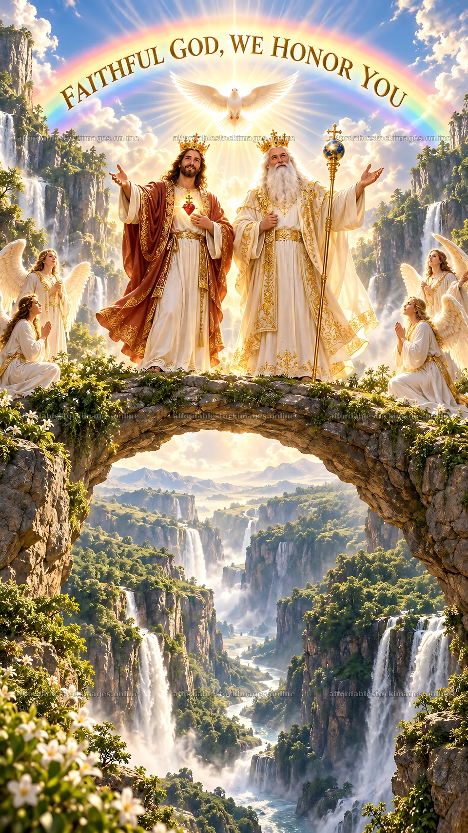 Jesus Christ and God the Father in a majestic mountain scene – stock images 5811x10326