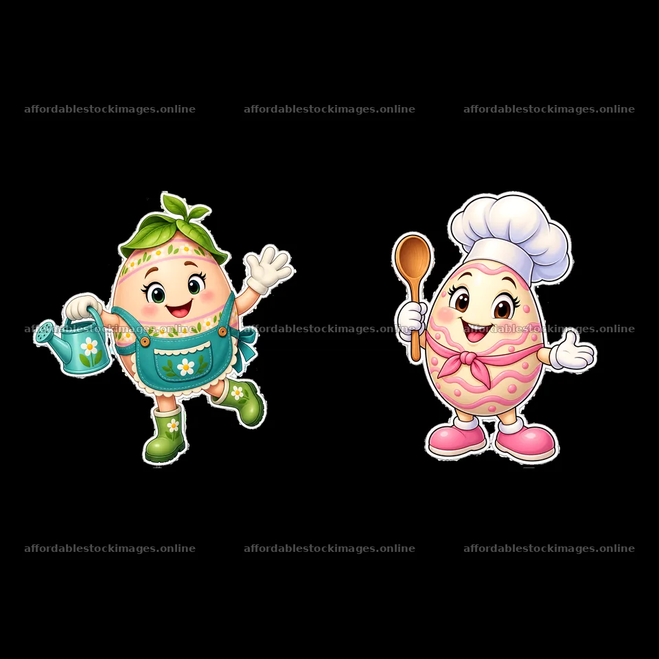 Two isolated cartoon figure stickers – stock images 7746x7746