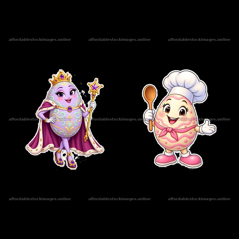 Two isolated cartoon figure stickers – stock images 7746x7746