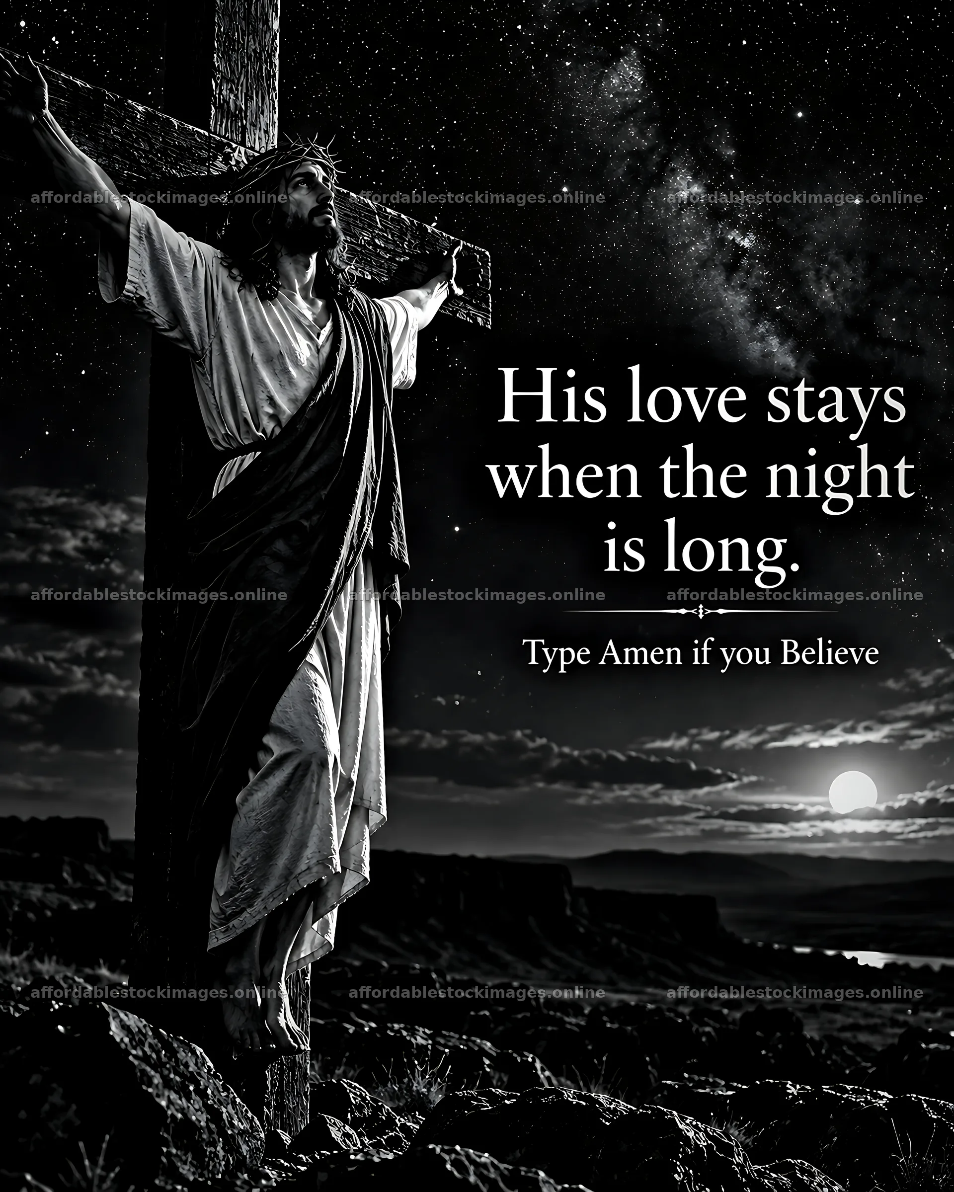 Faith beneath the stars during a dark night – stock images 7100x8872