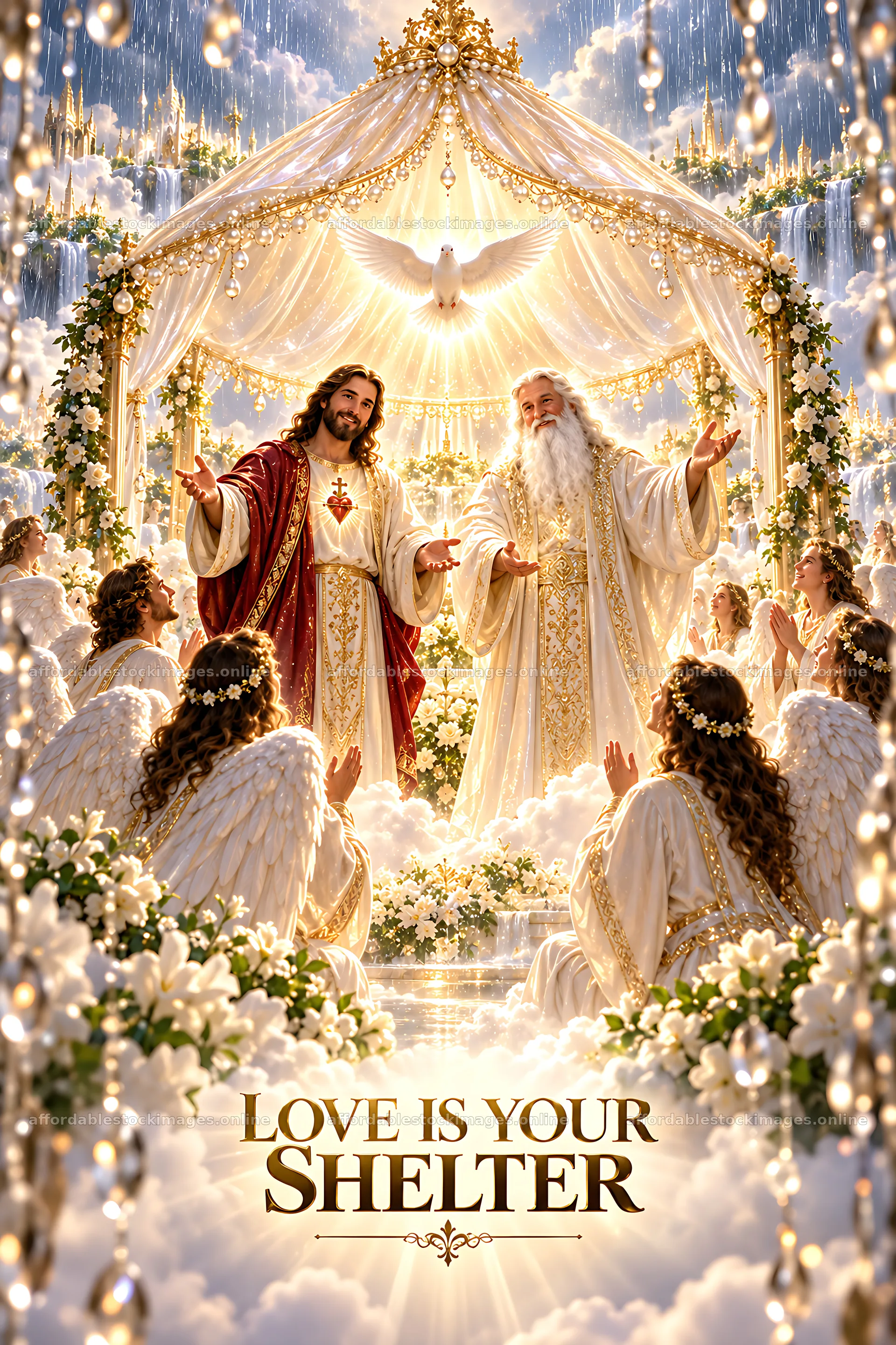 Love is your shelter in a heavenly scene with angels – stock images 6480x9722