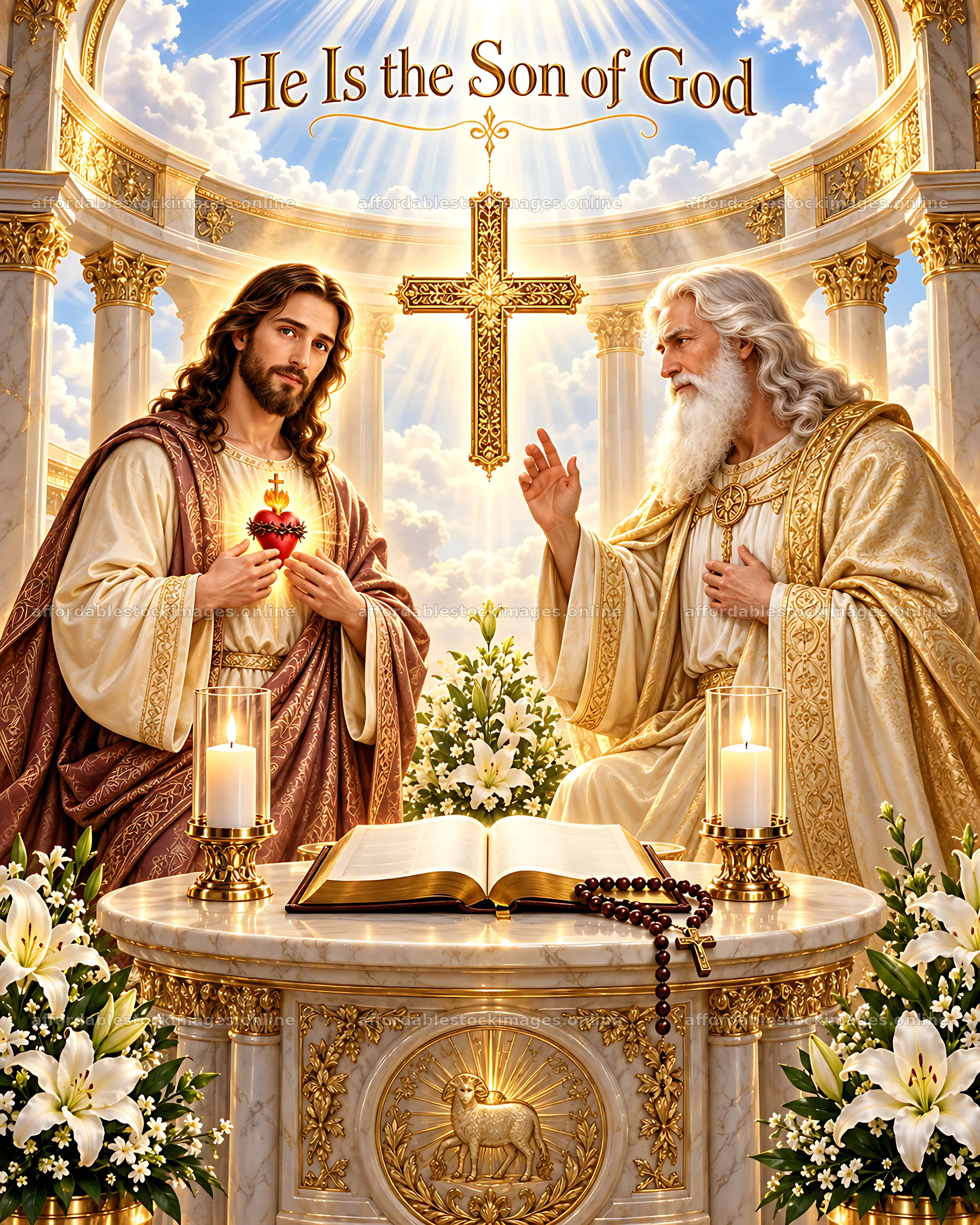 Father's Marble Rotunda scene with figures and religious symbols – stock images 7100x8872