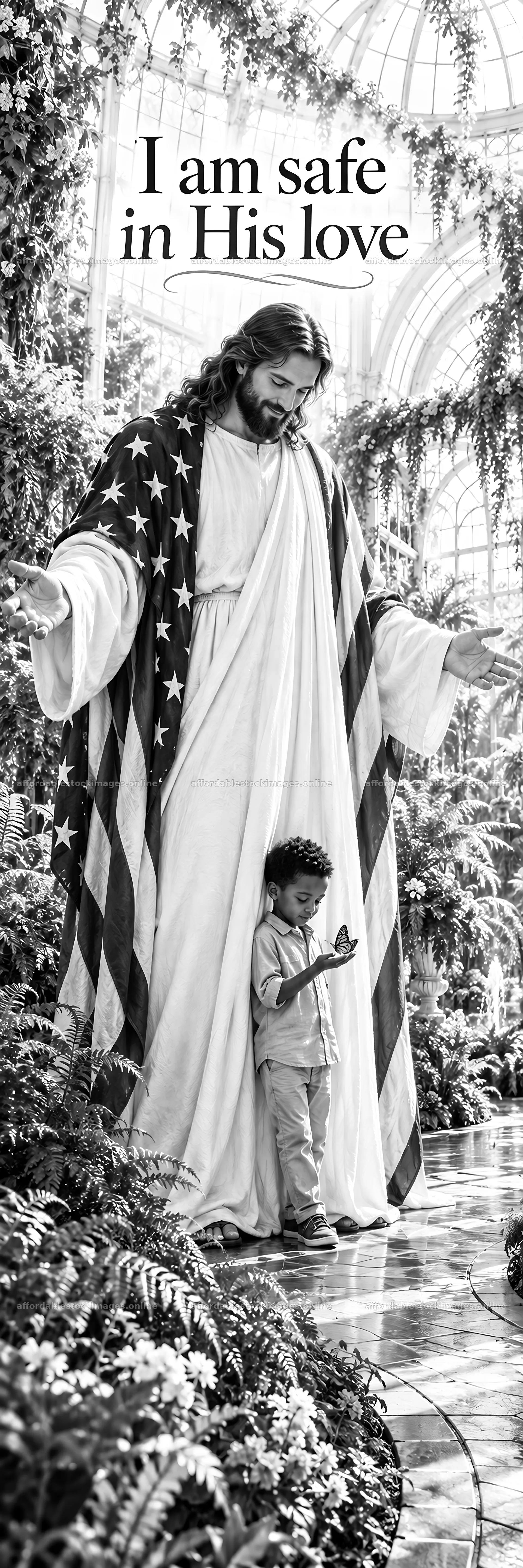 Jesus Christ comforting a child with love and guidance – stock images 4472x13417