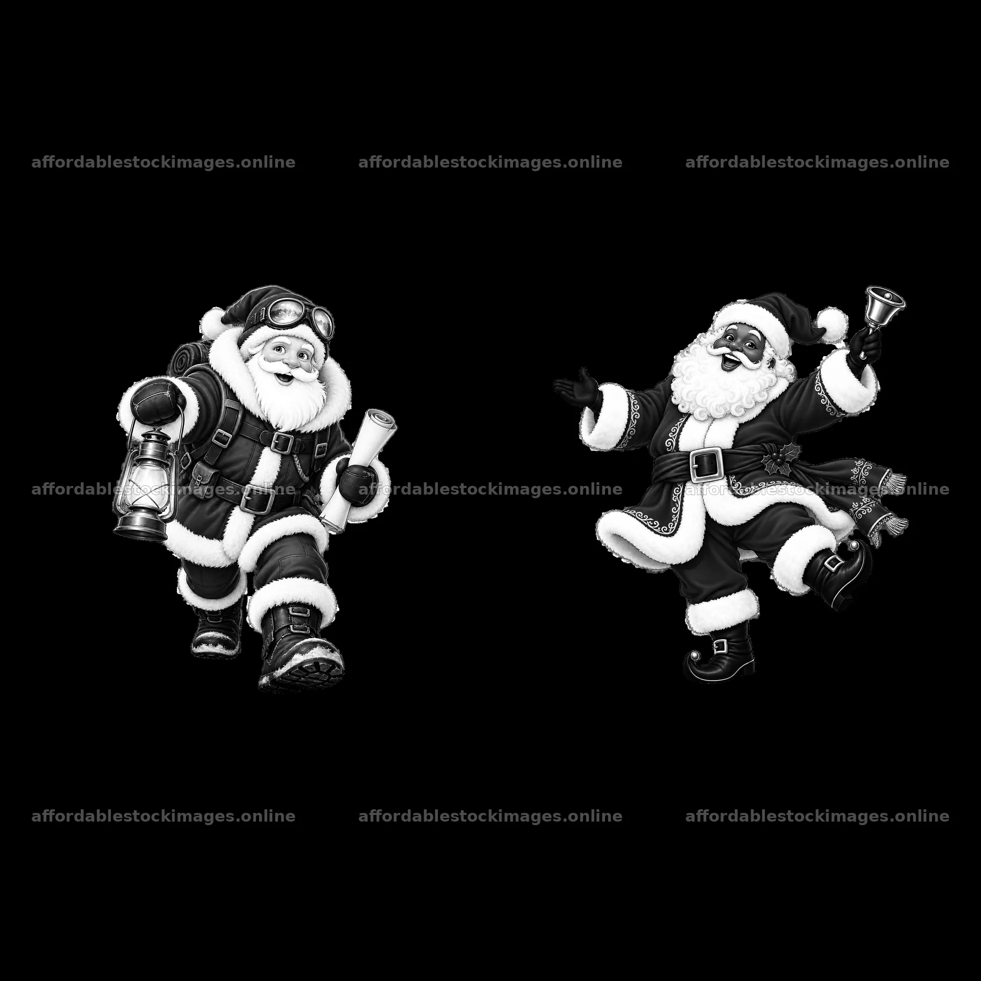 Monochrome two isolated cartoon figure stickers – stock images 7746x7746