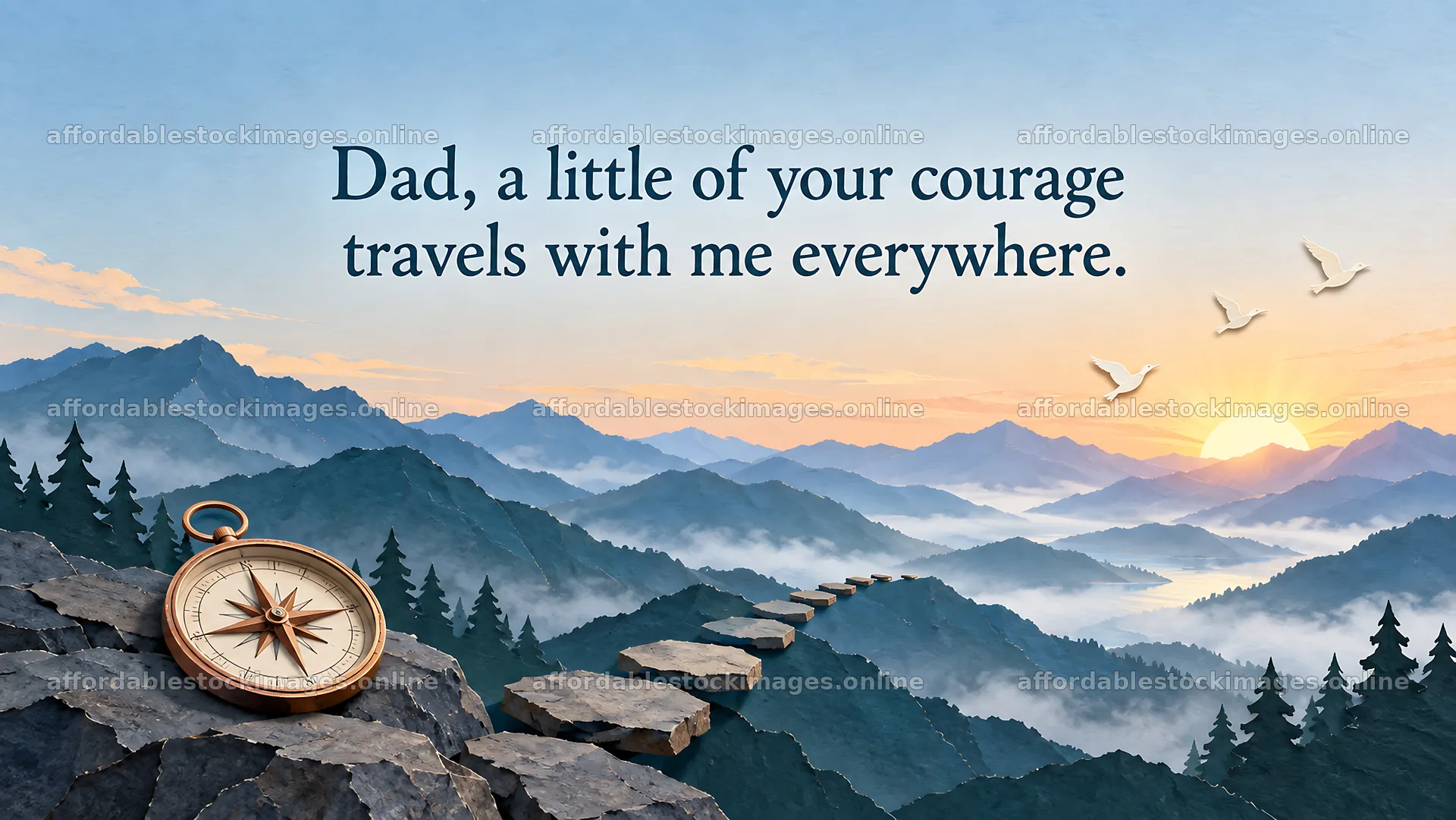 Inspirational greeting for Dad with mountain scenery – stock images 10324x5812